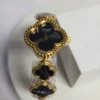 Van Cleef  Arpels Gold Clover Black Dial Women's Watch