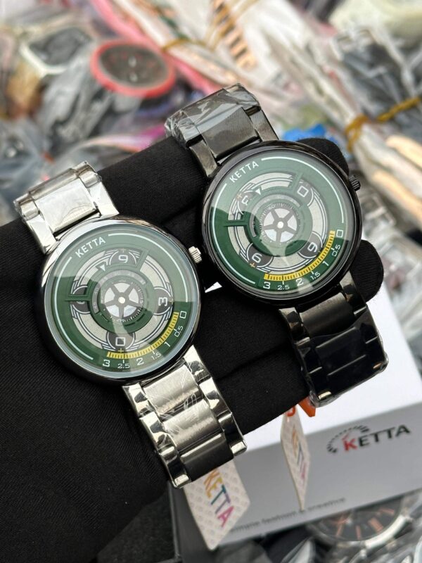 Ketta Wheel Dial Stainless Steel Men's Chain Watch