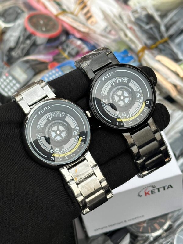 Ketta Wheel Dial Stainless Steel Men's Chain Watch