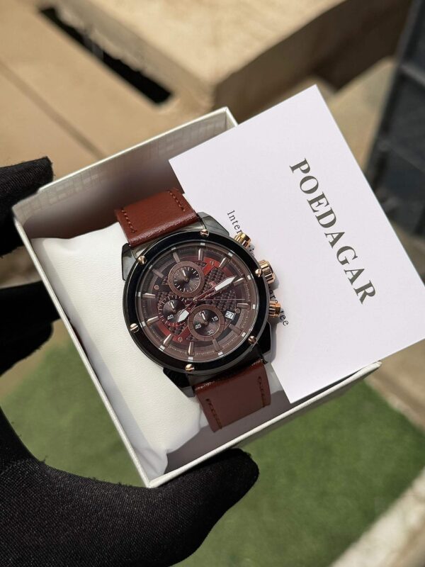 Poedagar A14 Men's Leather Chronograph-Style Watch