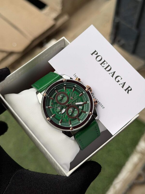 Poedagar A14 Men's Leather Chronograph-Style Watch