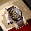 Poedagar A14 Men's Leather Chronograph-Style Watch