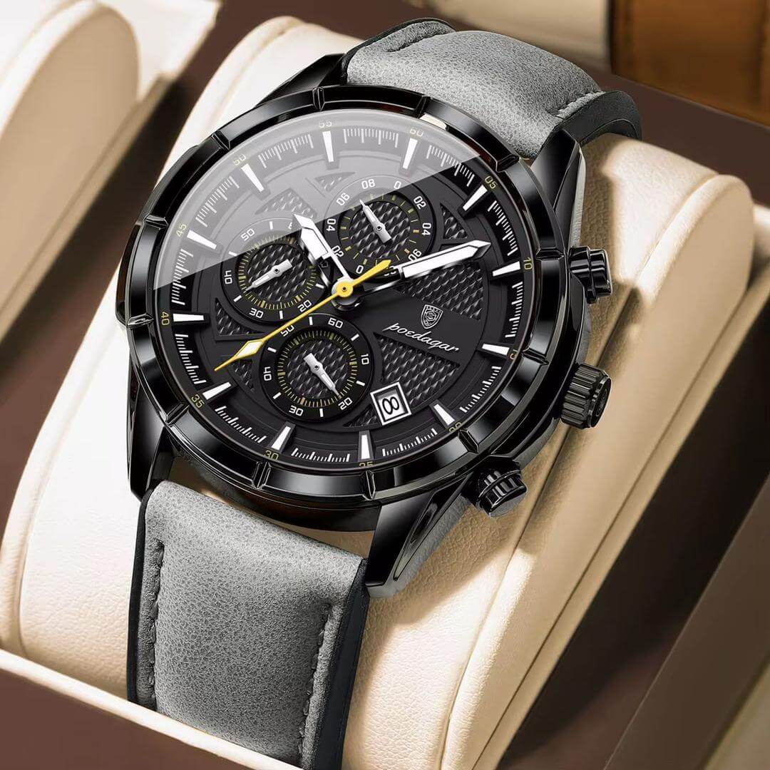 Poedagar A20 Men's Chronograph Leather Watch