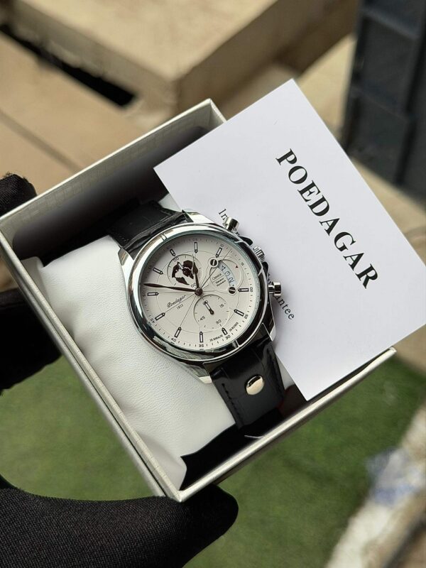 Poedagar A25 Black Leather Chronograph Men's Watch - view 5