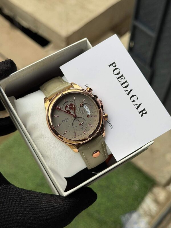 Poedagar A25 Black Leather Chronograph Men's Watch - view 7