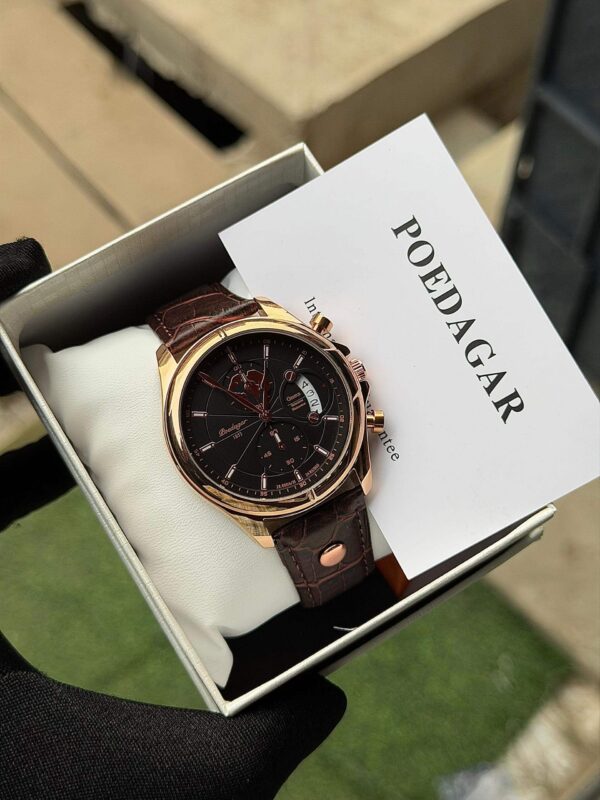 Poedagar A25 Black Leather Chronograph Men's Watch - view 8