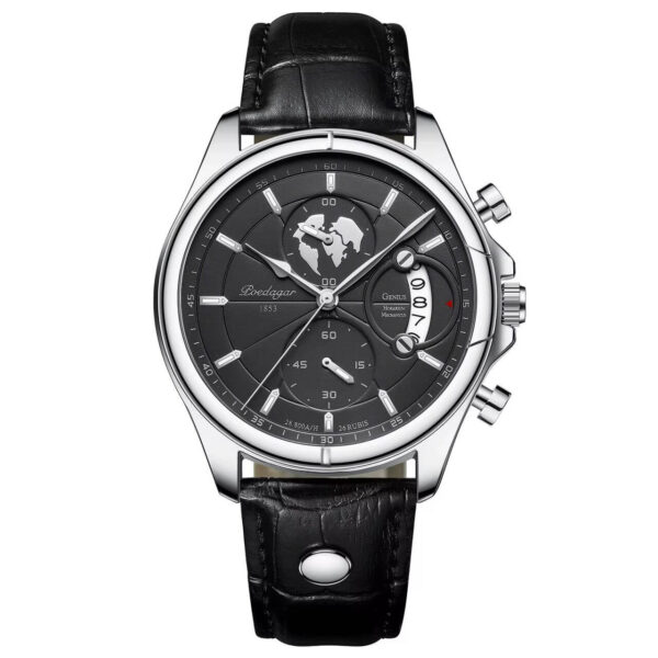 Poedagar A25 Black Leather Chronograph Men's Watch - view 2