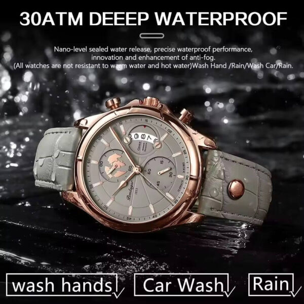 Poedagar A25 Black Leather Chronograph Men's Watch - view 13