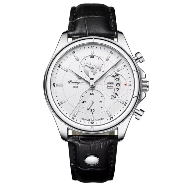 Poedagar A25 Black Leather Chronograph Men's Watch - view 14