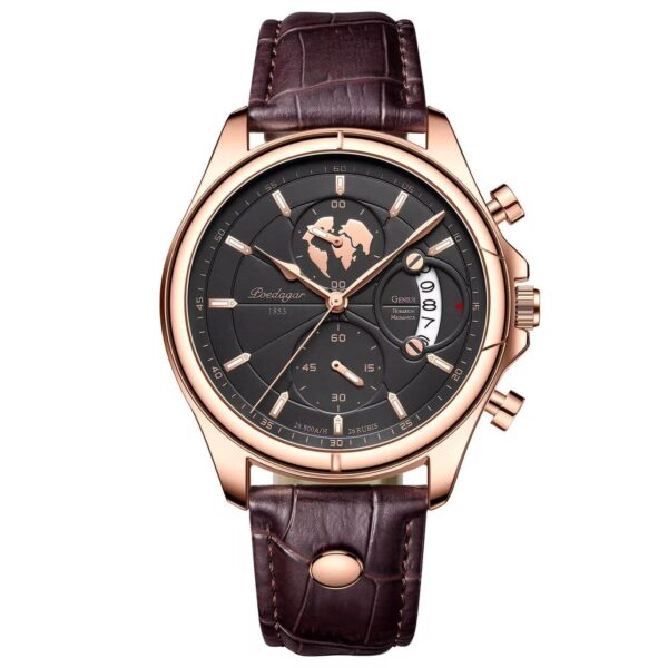 Poedagar A25 Black Leather Chronograph Men's Watch - view 15