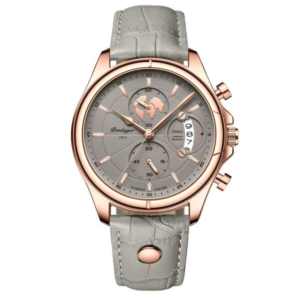 Poedagar A25 Black Leather Chronograph Men's Watch - view 17
