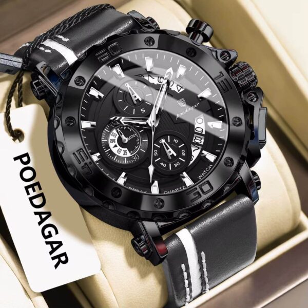 Poedagar A28 Chronograph Leather Men's Watch