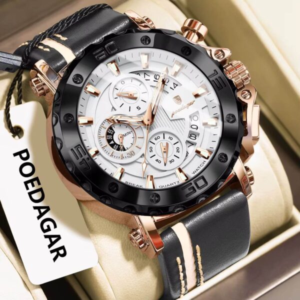 Poedagar A28 Chronograph Leather Men's Watch