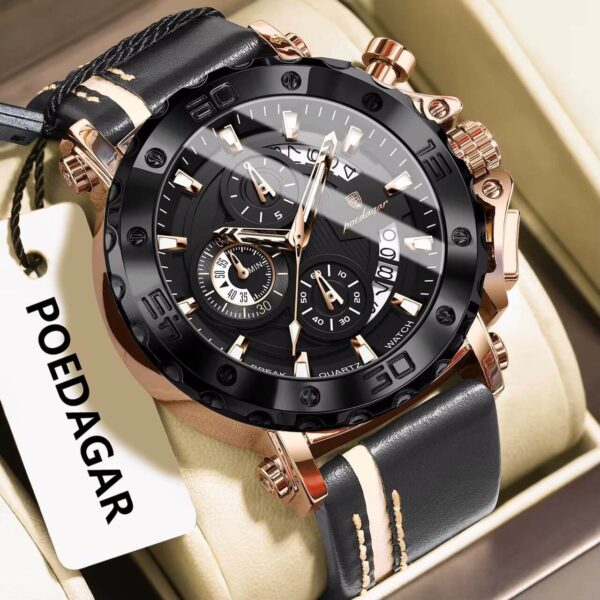 Poedagar A28 Chronograph Leather Men's Watch