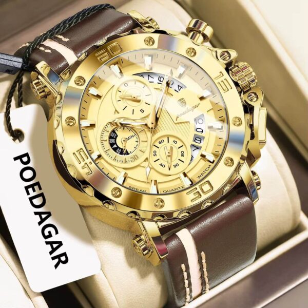 Poedagar A28 Chronograph Leather Men's Watch
