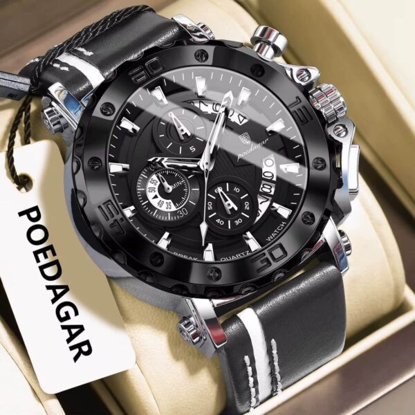 Poedagar A28 Chronograph Leather Men's Watch