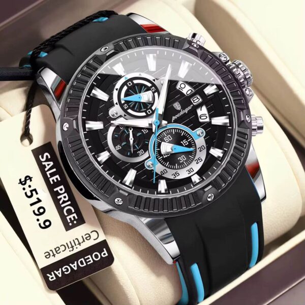Poedagar A7 Men's Sport Chronograph Silicone Watch