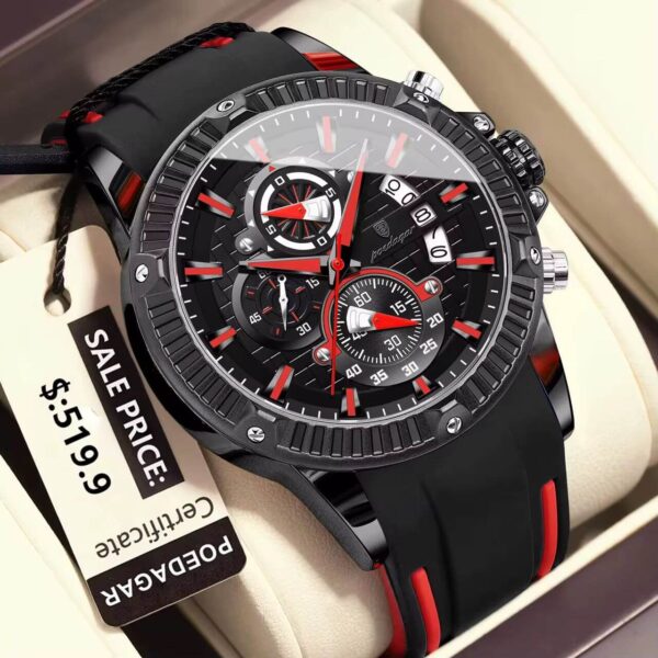 Poedagar A7 Men's Sport Chronograph Silicone Watch